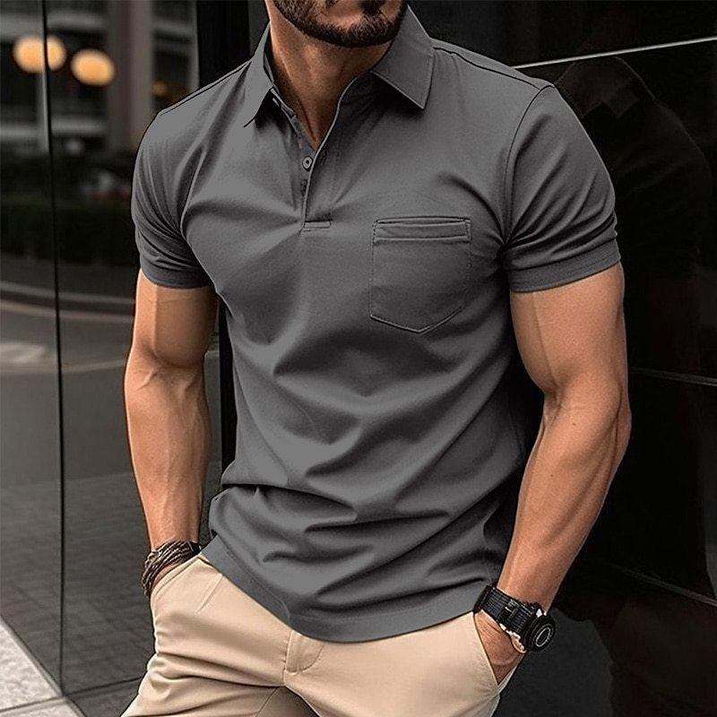 Polo Homme Classique Noir à Manches Courtes