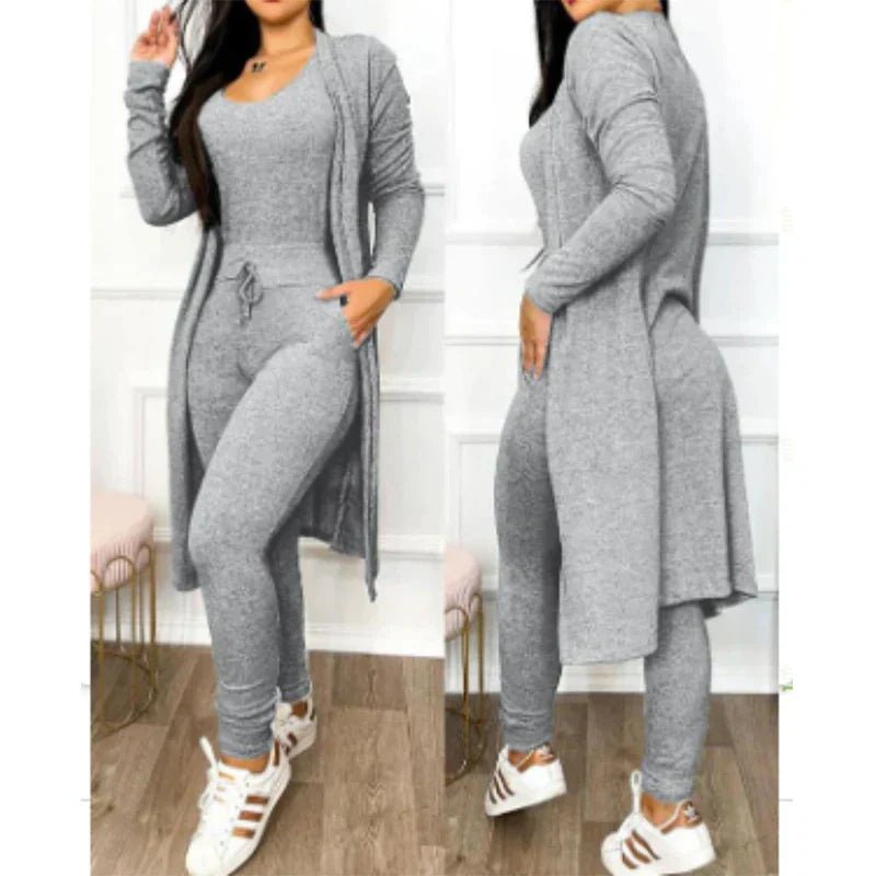 Tenue Sport Féminine Marine Avec Gilet Long et Pantalon Sport