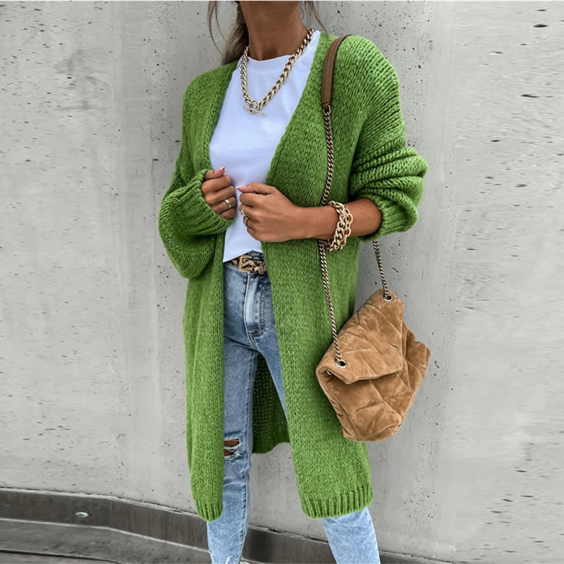 Cardigan féminin épais en laine marron