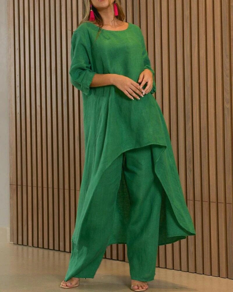 Ensemble Femme Chic - Tunique Legère & Pantalon Tailleur