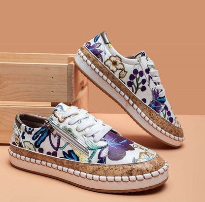 Baskets femme colorées à motifs floraux