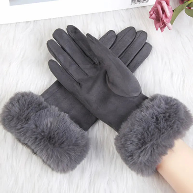 Gants Femmes Hiver Douillets avec Effet Velours