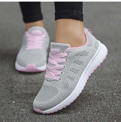 Chaussures running femme gris rose ajustables - LuxeStyle