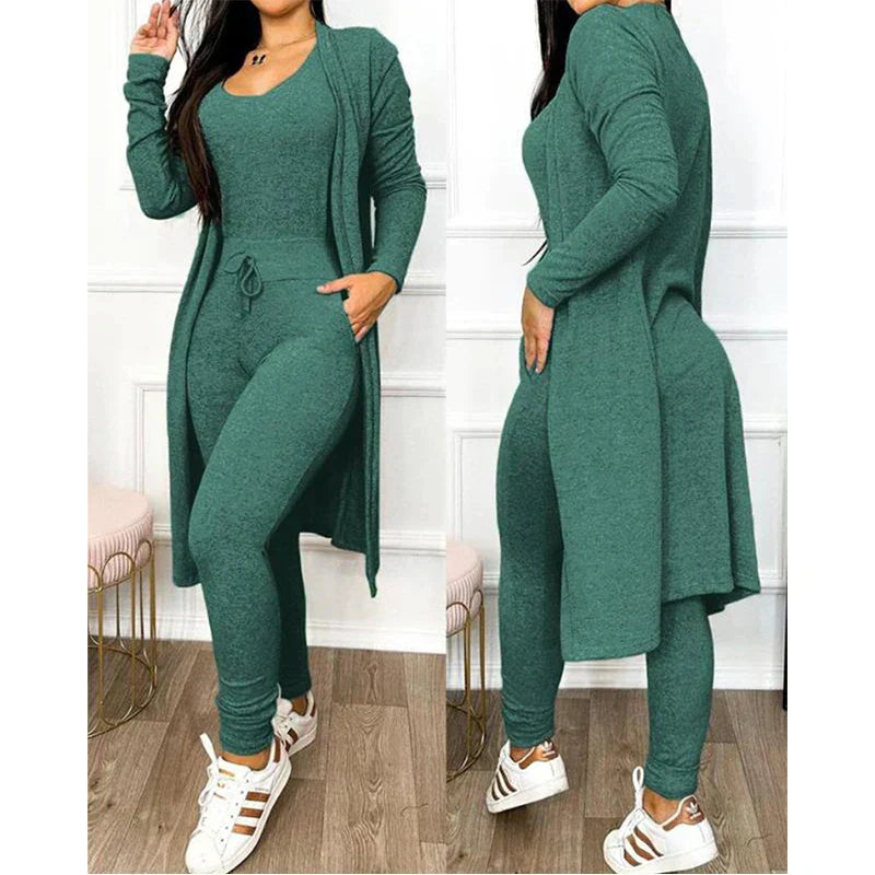Tenue Sport Féminine Marine Avec Gilet Long et Pantalon Sport