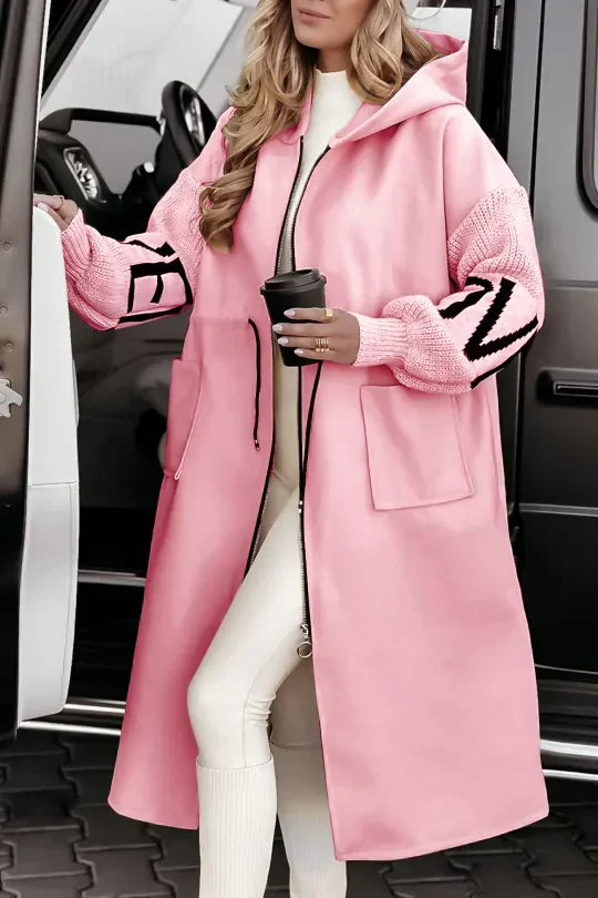 Veste Femme Hiver Patchwork - Manteau Élégant Imperméable avec Capuche & Manches Douces