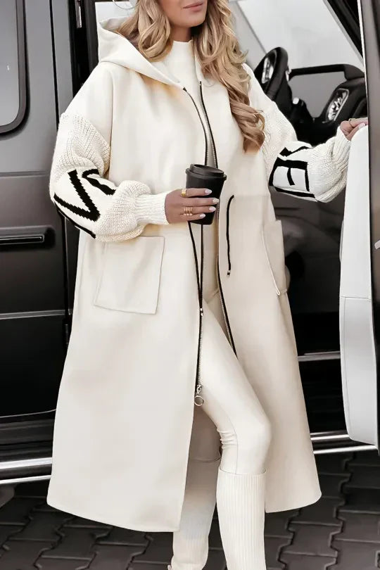 Veste Femme Hiver Patchwork - Manteau Élégant Imperméable avec Capuche & Manches Douces