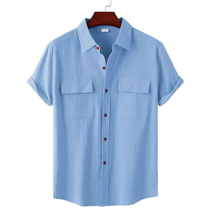 Chemise Casual Relaxe avec Poches et Manches Courtes