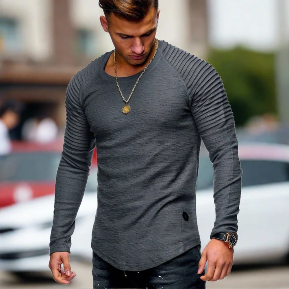 Sweat-shirt élégant à col rond et manches ajustées