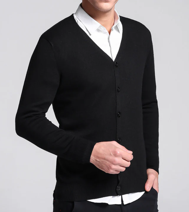 Cardigan douillet à manches longues et col V boutonné - LuxeStyle
