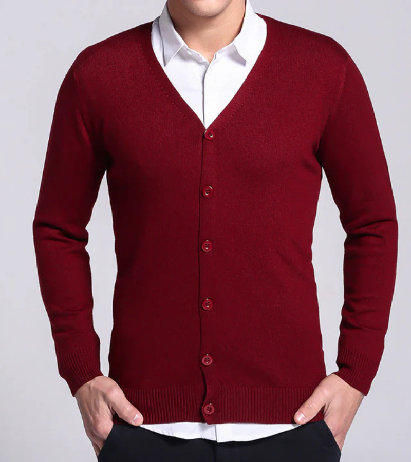 Cardigan douillet à manches longues et col V boutonné