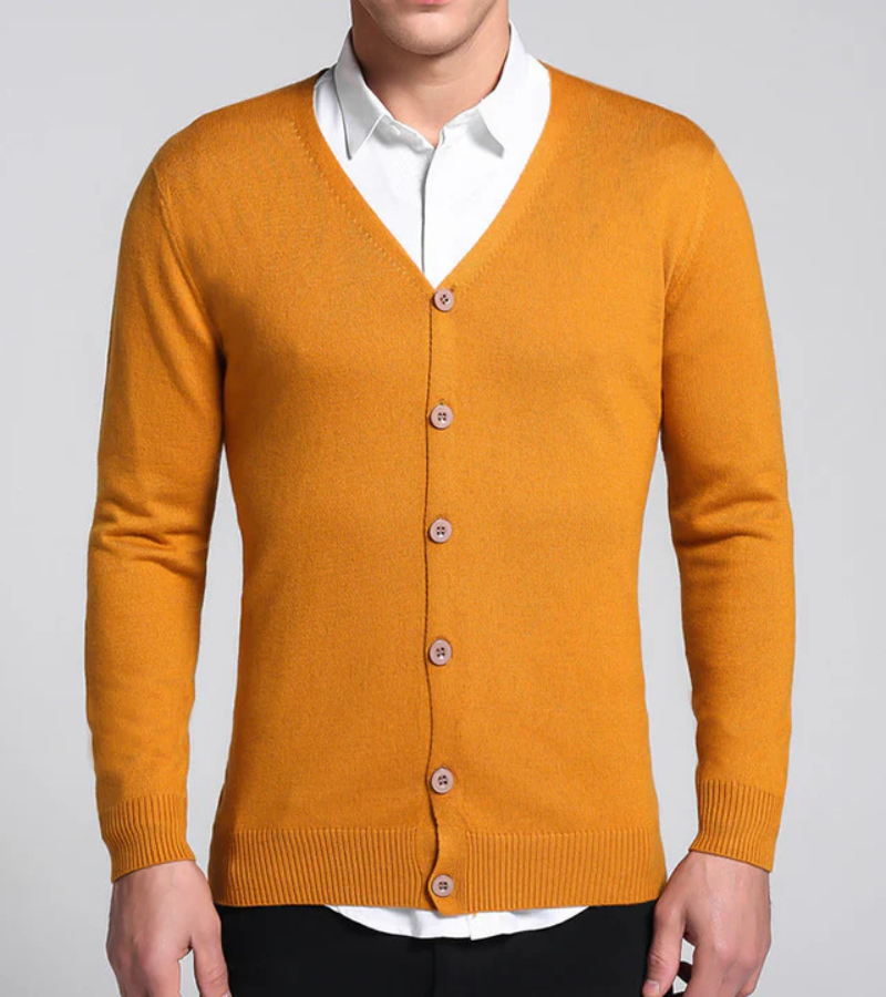 Cardigan douillet à manches longues et col V boutonné