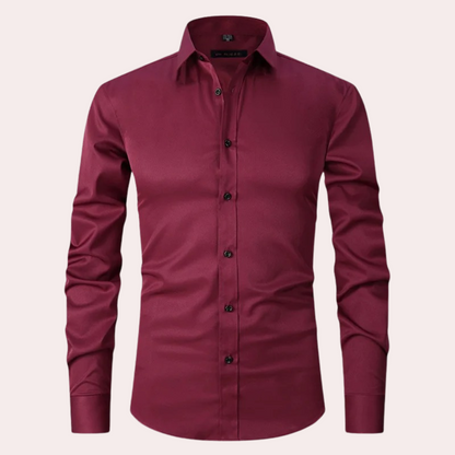 Chemise Homme Classique Manches Longues Rouge - LuxeStyle