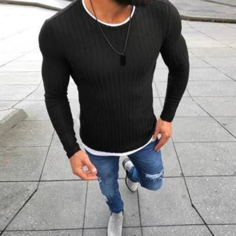 Sweat-shirt Élégant Col Rond Manches Longues