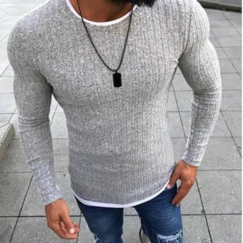 Sweat-shirt Élégant Col Rond Manches Longues