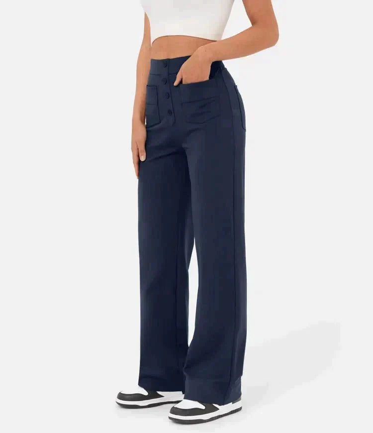 Pantalon femme décontracté noir profond - LuxeStyle
