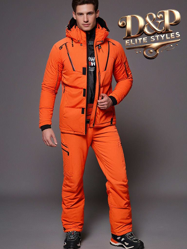 Veste de ski homme rouge avec capuche et poches - LuxeStyle