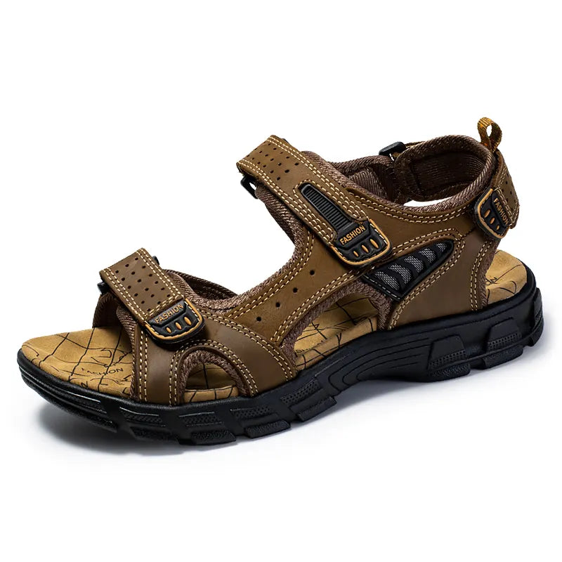 Sandale Randonnée Cuir Noir Homme robuste