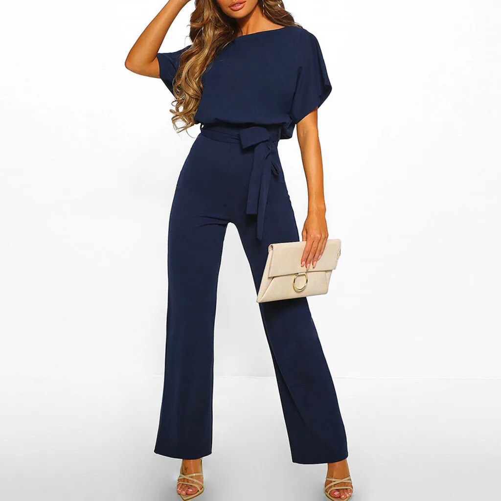 Robe Femme Marine Élégante Manches Courtes - LuxeStyle