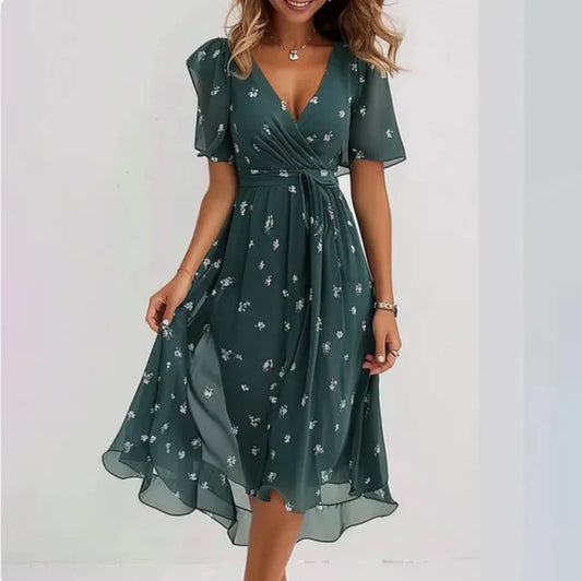 Robe Femme Col en V Élégante et Raffinée pour Soirée - LuxeStyle