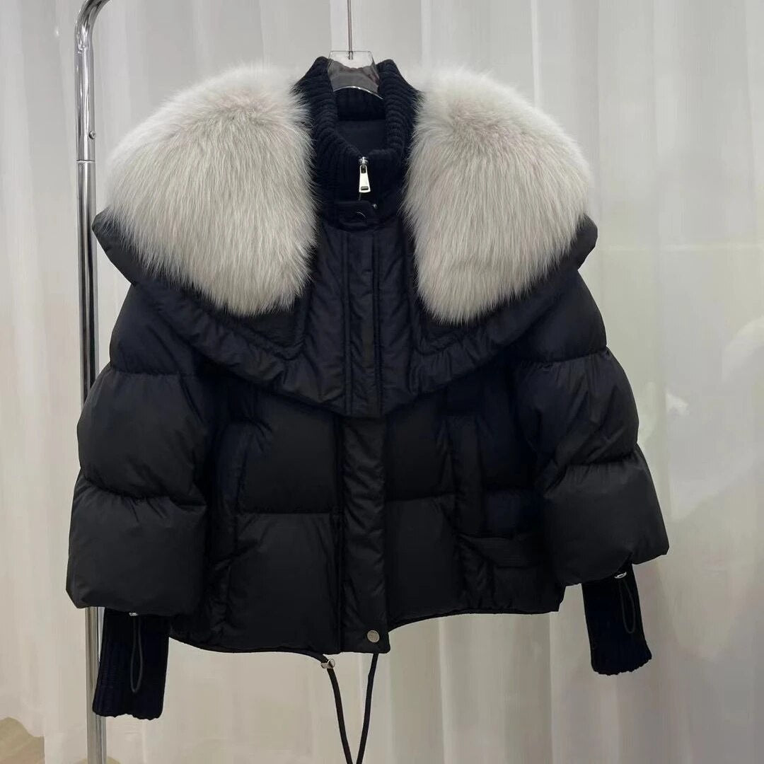 Parka Femme Hiver Élégante avec Capuchon et Fermeture Éclair