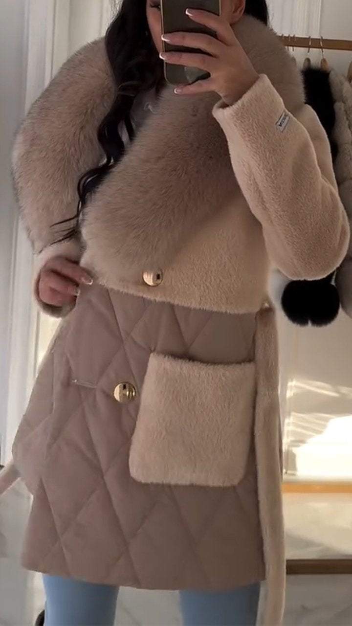 Manteau Femme Hiver avec Col en Fausse Fourrure - LuxeStyle