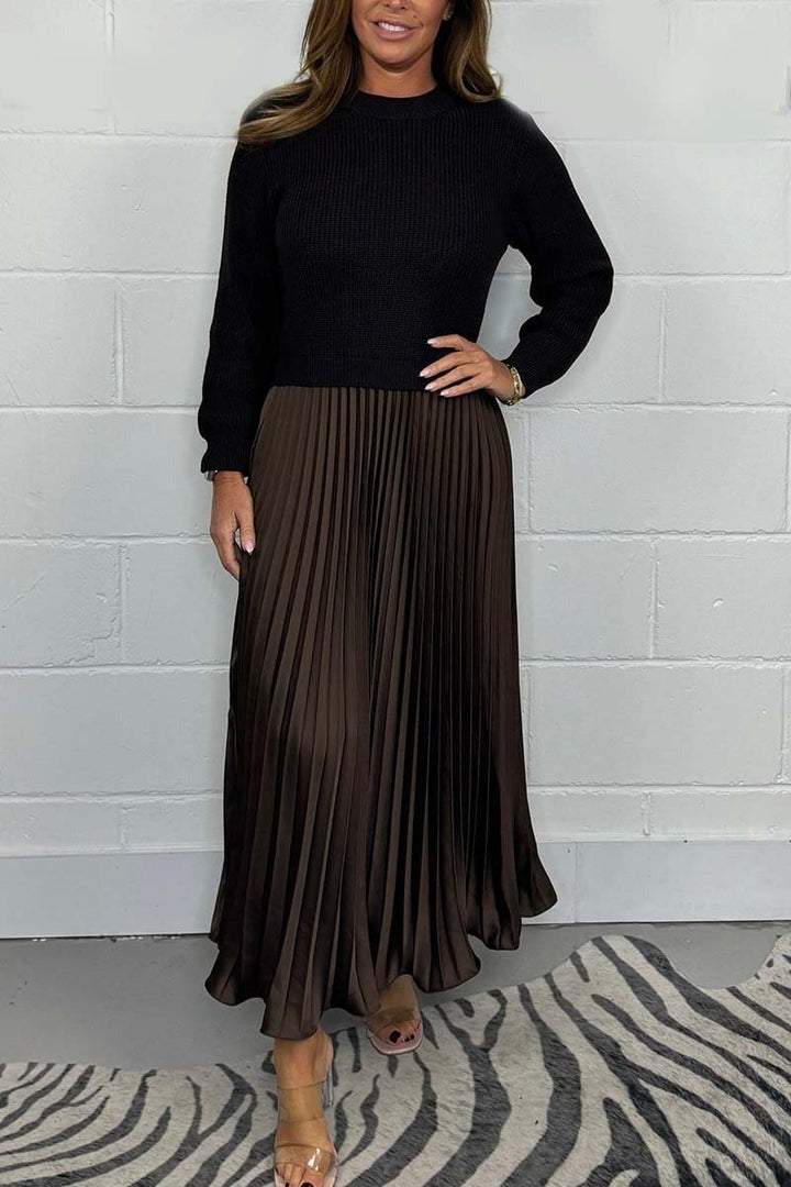Robe Pull Automne Femme - Maille Mince et Douillette avec Ourlet Plissé