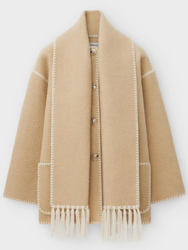 Manteau Femme Élégant avec Écharpe pour Automne Hiver