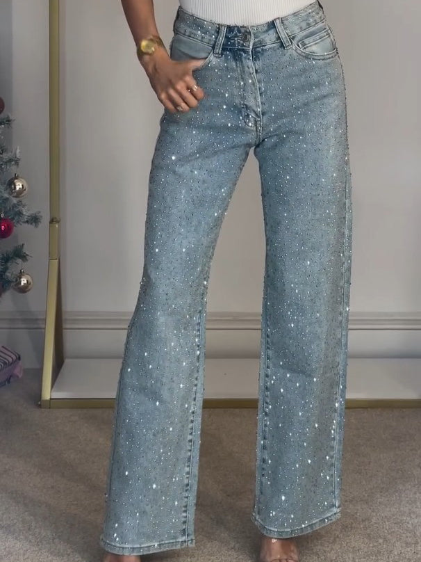 Jean Femme Élégant Taille Haute Brillant - LuxeStyle