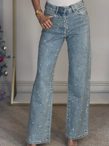 Jean Femme Élégant Taille Haute Brillant - LuxeStyle