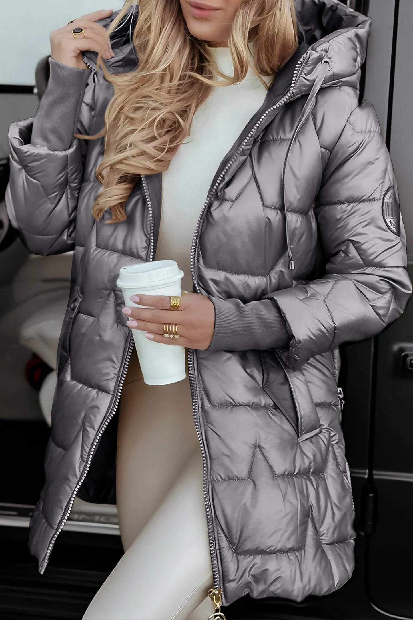 Manteau Femme Hiver Chic avec Capuche - Veste Coton Doux et Confortable