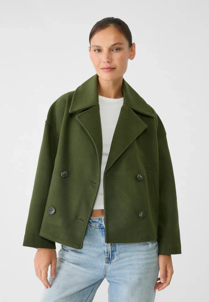 Veste Femme Élégante - Manteau Court Chic en Tissu Confortable