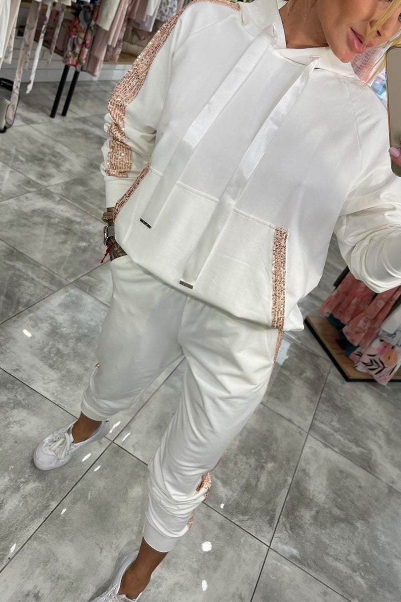Tenue Décontractée Femme Automne - Sweat Capuche Confort & Pantalon Molletonné