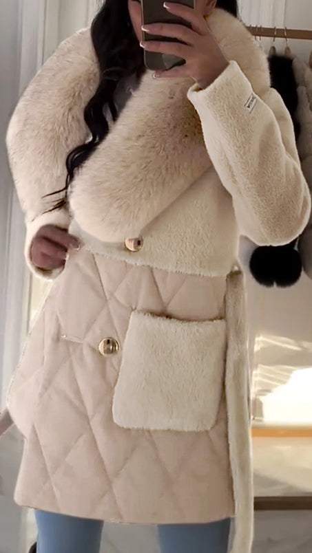 Manteau Femme Hiver avec Col en Fausse Fourrure