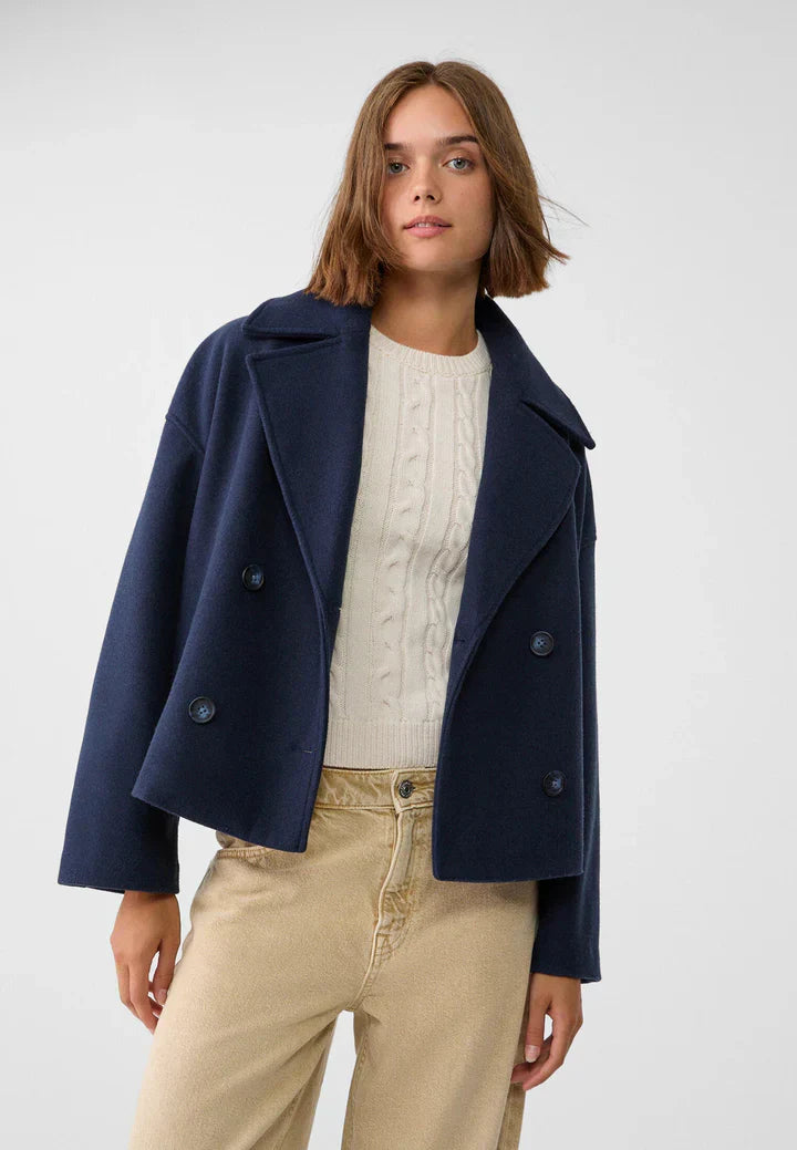 Veste Femme Élégante - Manteau Court Chic en Tissu Confortable