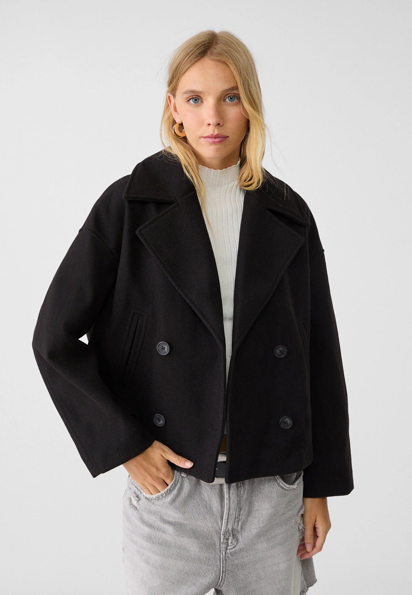Veste en laine chic à double boutonnieré