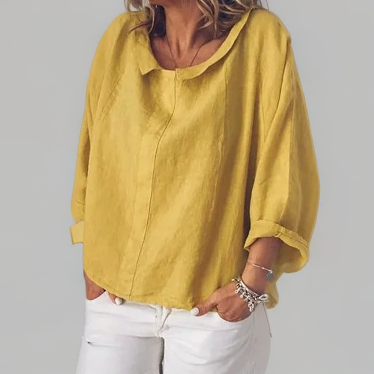 Blouse Femme Lin Clair à Manches Longues