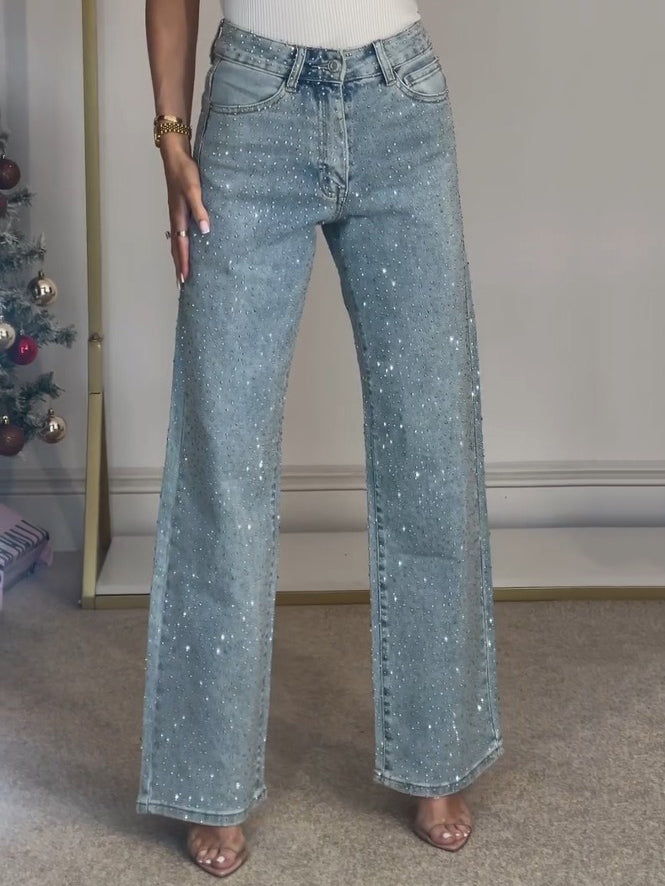 Jean Femme Élégant Taille Haute Brillant