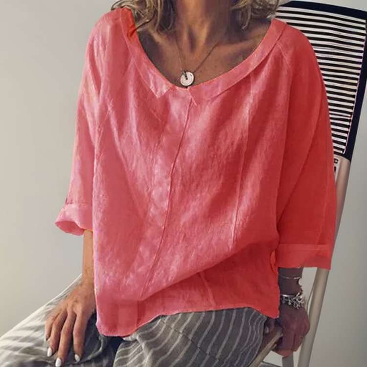 Blouse Femme Lin Clair à Manches Longues