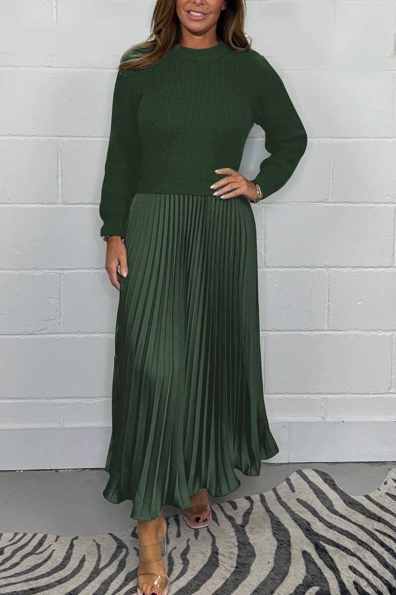 Robe Pull Automne Femme - Maille Mince et Douillette avec Ourlet Plissé