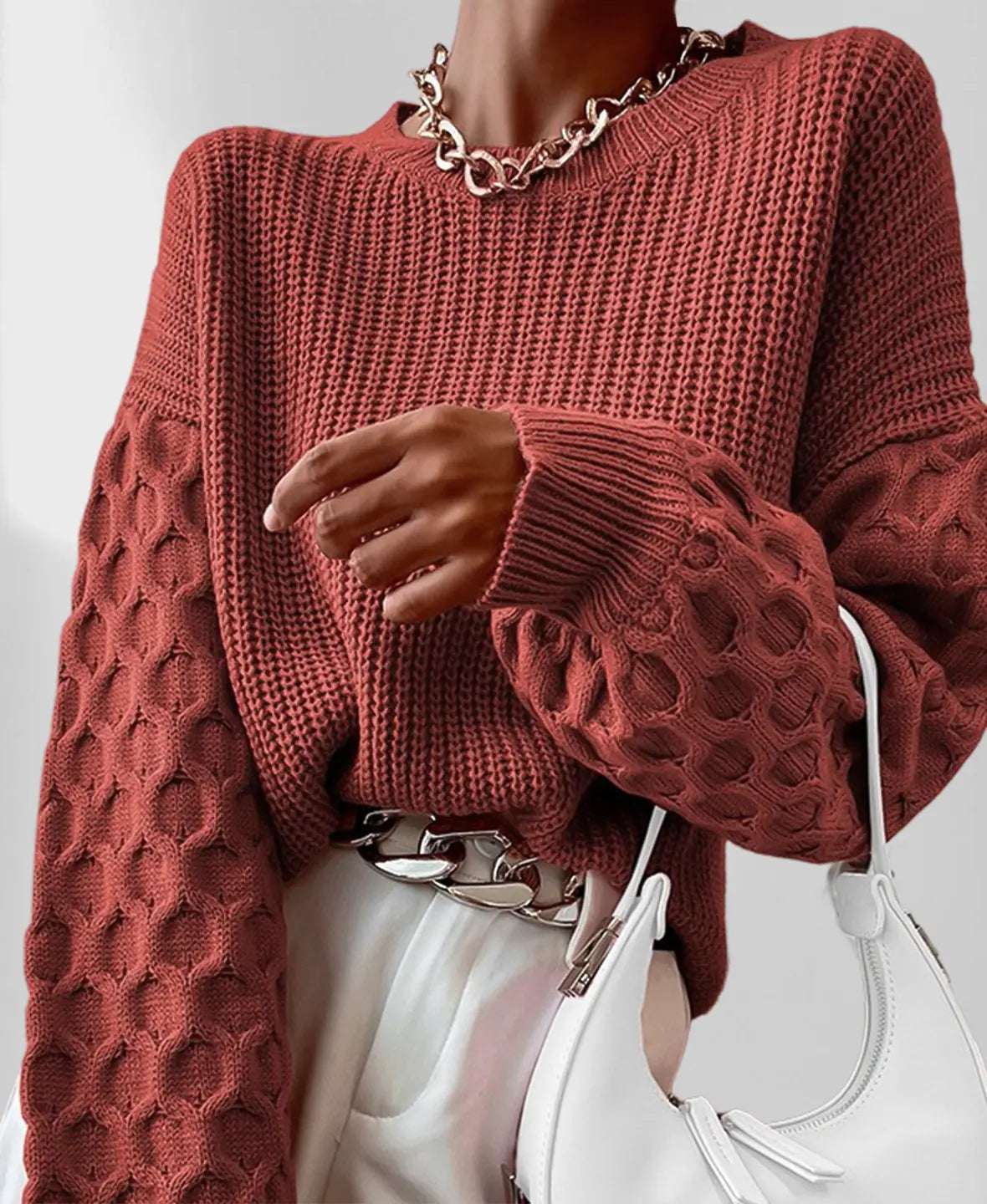 Pull Femme Élégant Col Rond Automne - LuxeStyle
