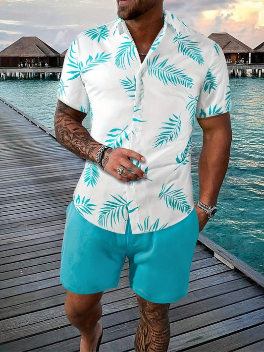 Tenue Été Homme Chemise Floral et Short Lin Beige - LuxeStyle