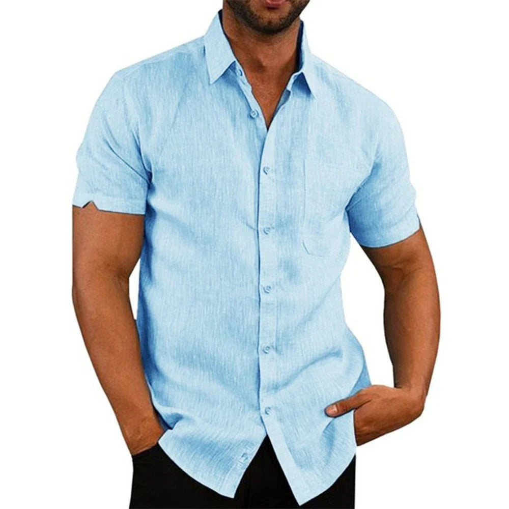 Chemise Coton Élégante Col Revers pour Homme Taille Grande - LuxeStyle