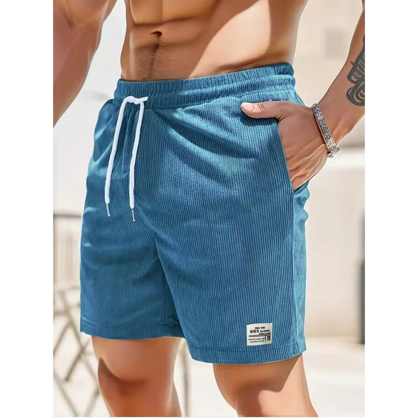 Short Détente Élastique avec Poches Profondes pour Été