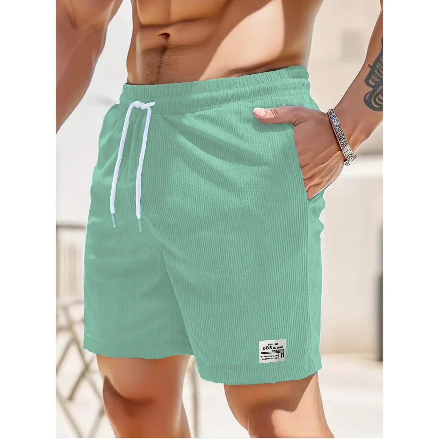 Short Détente Élastique avec Poches Profondes pour Été
