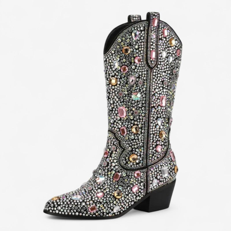 Bottes Féminines Mi-Mollet à Talon Plat avec Fermeture Éclair Côté - LuxeStyle
