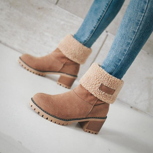 Bottes Femme Hiver à Talon Haut avec Fermeture Éclair - LuxeStyle