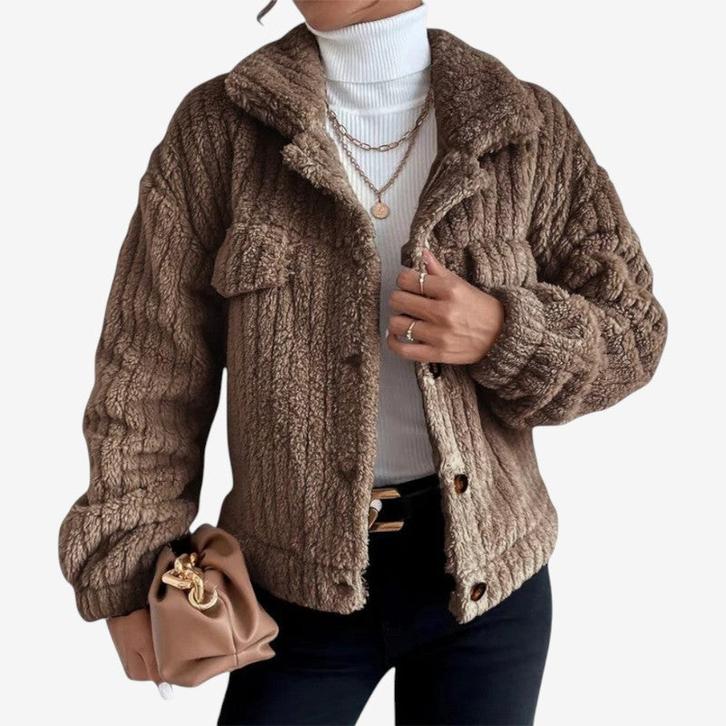 Veste Polaire Élégante à Manches Longues avec Poches Zippées