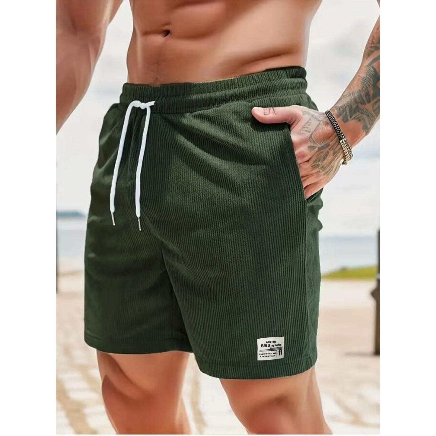 Short Détente Élastique avec Poches Profondes pour Été