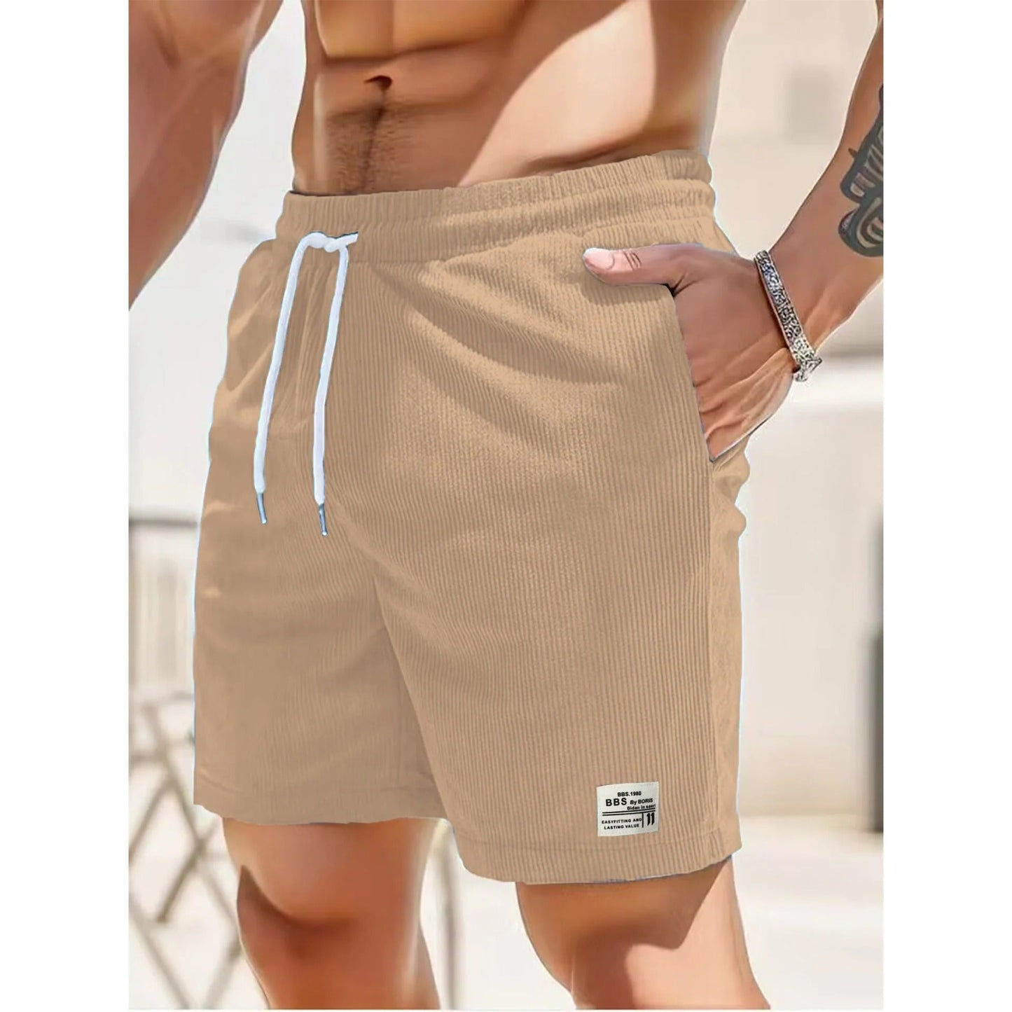 Short Détente Élastique avec Poches Profondes pour Été