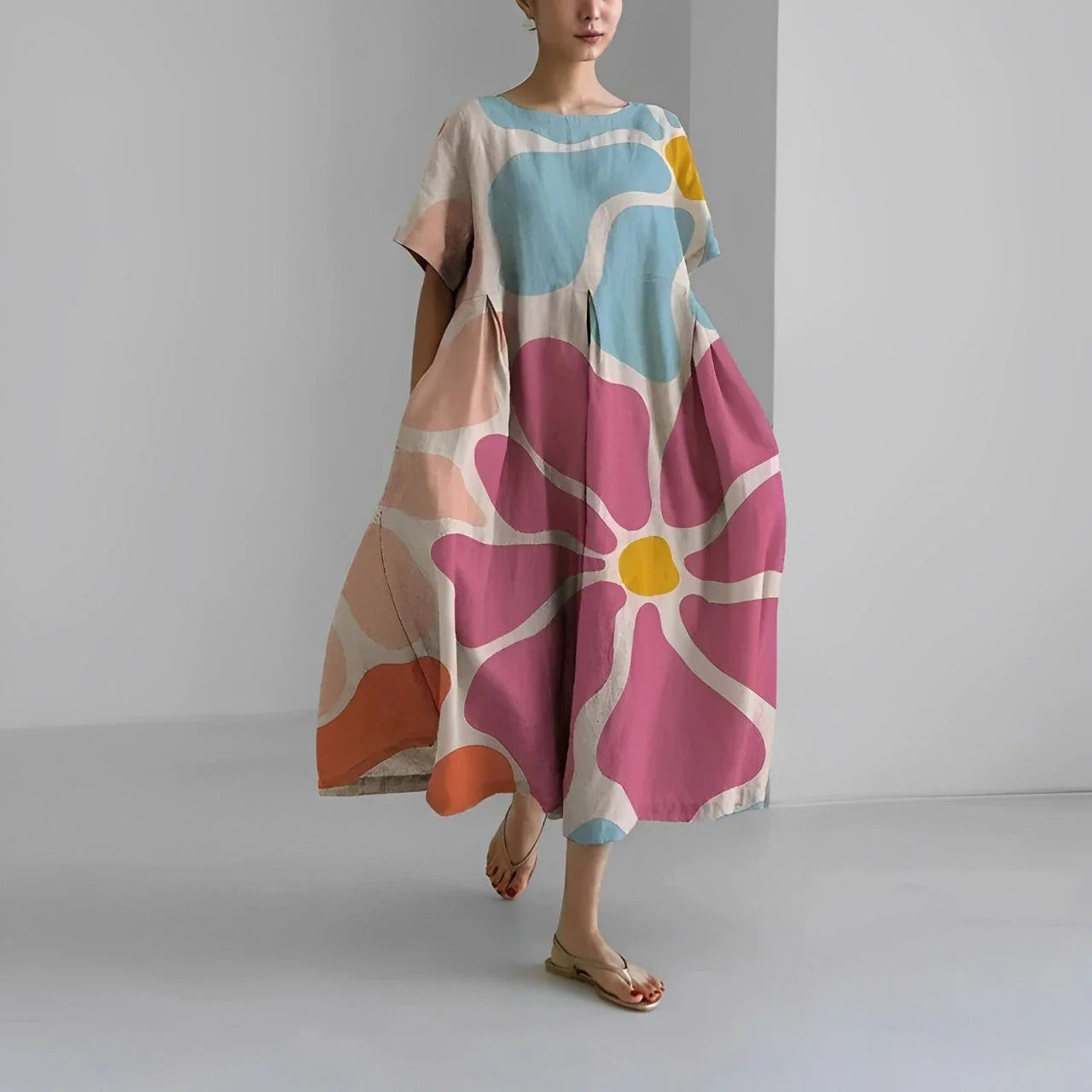 Robe Florale Été Pour Femme Taille Droite - LuxeStyle
